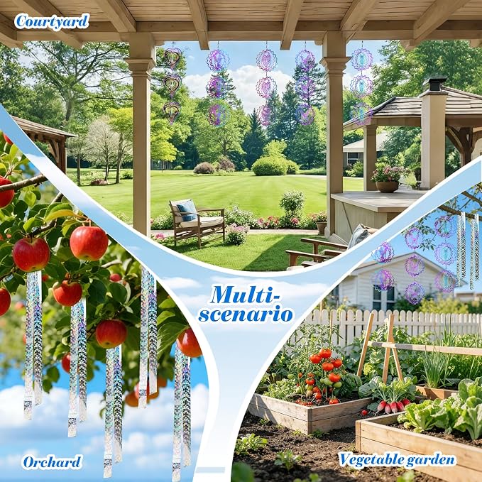 ZYNERY 15PCS Bird Deterrents for Outside Patio, Pigeon Deterrents for Outside, 3D Reflection Effectcaring Away Bird Repellent Devices Outdoor, Garden Wind Spinners Outdoor Decor, Yard Decorations