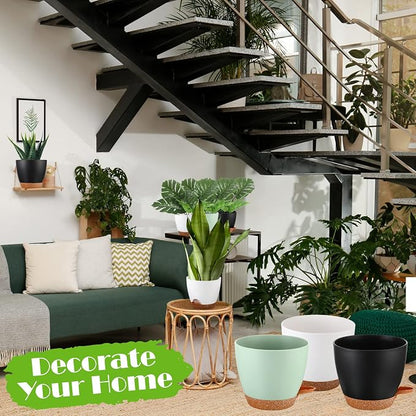 Remerry 15 Pcs 7/6.5/6/ 5.5/5 Inch Self Watering Planters with Drainage Hole Plant Pots Plastic Flower Pots Indoor Plant Pots Self Watering Pots and Saucer Reservoir for Indoor Outdoor Plant Flower