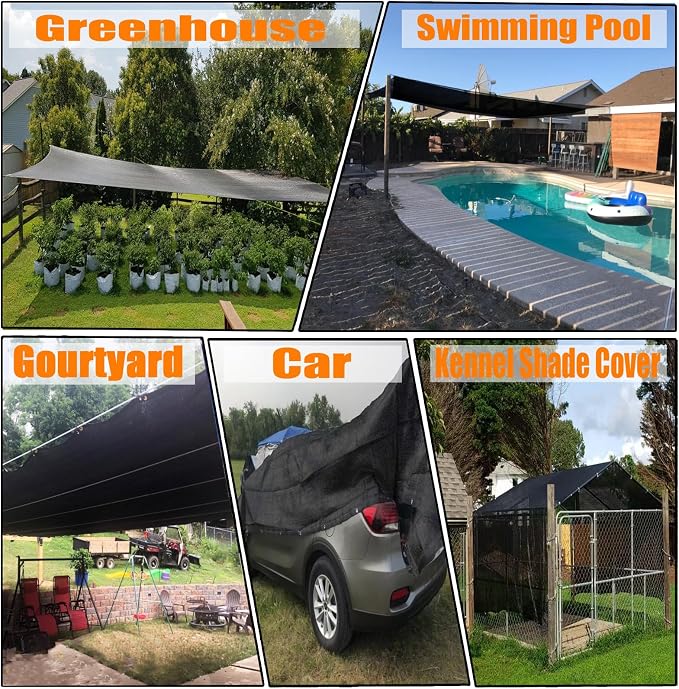 90%-95% Black Sun Shade Cloth 6FT x 14FT, Heavy Duty Outdoor Shade Netting | UV Resistant Breathable Fabric with Reinforced Grommets for Patio Garden Greenhouse Pergola Chicken Coop & Kennel
