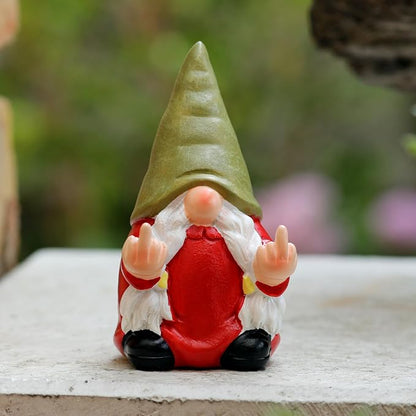 Middle Finger Female Gnome Mini 3.5in,Double Bird Gnome - Naughty Funny Outdoor Decoration for Yard Patio Lawn Ornament and Home Decor,Fairy Garden
