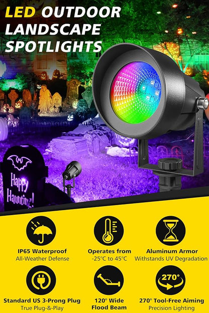 T-SUN Smart Color Changing Landscape Lights, RGBW Spotlights Outdoor with App & Remote, Music Sync, 16M Colors, Timer, Dimmable Waterproof Spot Light for Yard Garden Tree, Set of 2