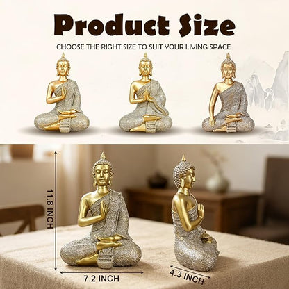 Gold Buddha Statue Gold Decor Meditation Gifts Indoor Statue for Zen Art | YOUERDA; Buddha Statues Yoga Meditation Room Home Decor Indoor, Buddhist Art Zen Sculptures Gifts for Mom