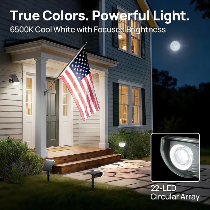 Consciot Solar Lights Outdoor Waterproof IP67, 3 Lighting Modes Solar Spot Lights Outdoor, Auto On/Off, 2-in-1 Solar Landscape Light for Yard Garden Landscape Pathway, Cool White 6500K, 2 Pack