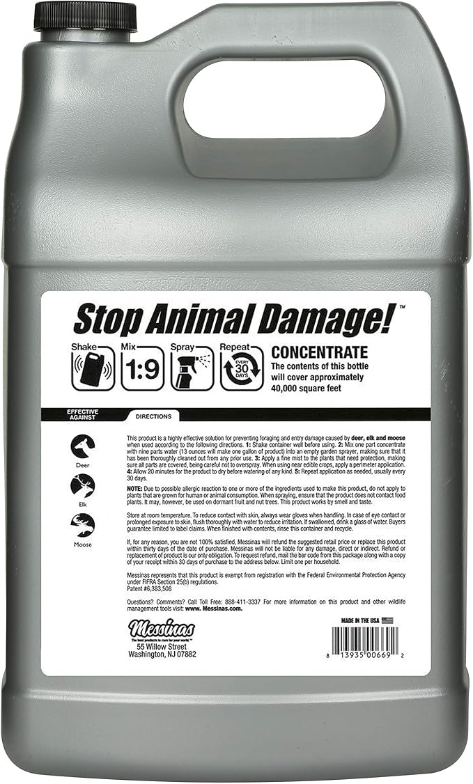 Deer Stopper II, Liquid Animal Stopper Repellent, All Natural, Effective All Year Round, Safe for People and Pets, No Harsh Chemicals, Ready to Use, Deer & Elk Repellent - 1 Gallon Concentrate