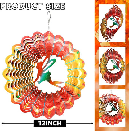 Wind Spinner, Gazing Ball Spiral Tail, Wind Spinners Stabilizer, Decorative Hanging Decor, Garden Decorations, Indoor Outdoor Décor Rotating Art Ornament Gift (Fairy)