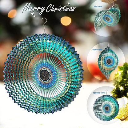 FONMY Wind Spinner Mandala Starry Sky 12 inch 3D Stainless Steel Laser Cut Metal Art Geometric Pattern - Hanging Wind Spinner, Kinetic Yard Art Decorations - Indoor/Outdoor Décor