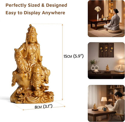 Wooden Guan Yin Bodhisattva Statue – Kuan Yin Quan Yin Buddha for Feng Shui, Meditation, and Spiritual Decor, Zen Gift for Home & Altar Decoration