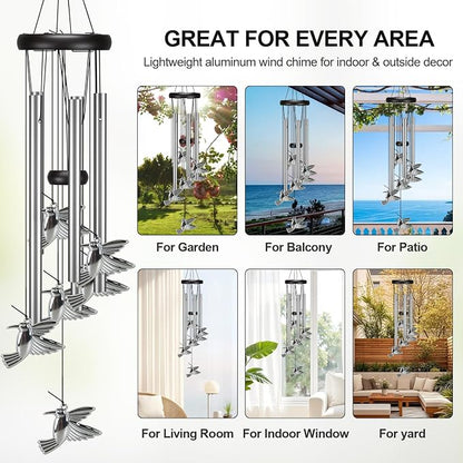 Virekm Windchimes,Hummingbird Wind Chimes for Outside,Bird Wind Chime Outdoors Clearance Sympathy Memorial Gift Windchimes for Patio Decoration, Garden Decor. Zen Garden Decor（Hummingbird）