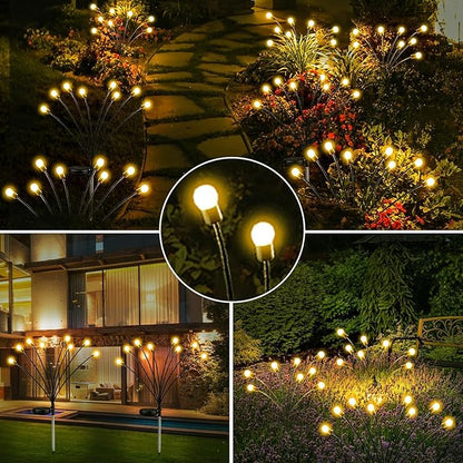 10 Pack Solar Firefly Lights Outdoor Swaying Garden Decor 80 LED Warm White | 2 Lighting Mode, Auto On/Off, Sway with Wind, Waterproof Solar lights Outdoor for Driveway Patio Veranda Courtyard Decor