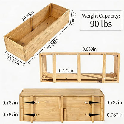 Fir Wood Raised Garden Bed Rectangular Planter for Outdoor Tomato Planter | For Herbs & Flowers Garden Includes Fabric Planter Liner, 4 Drainage Holes