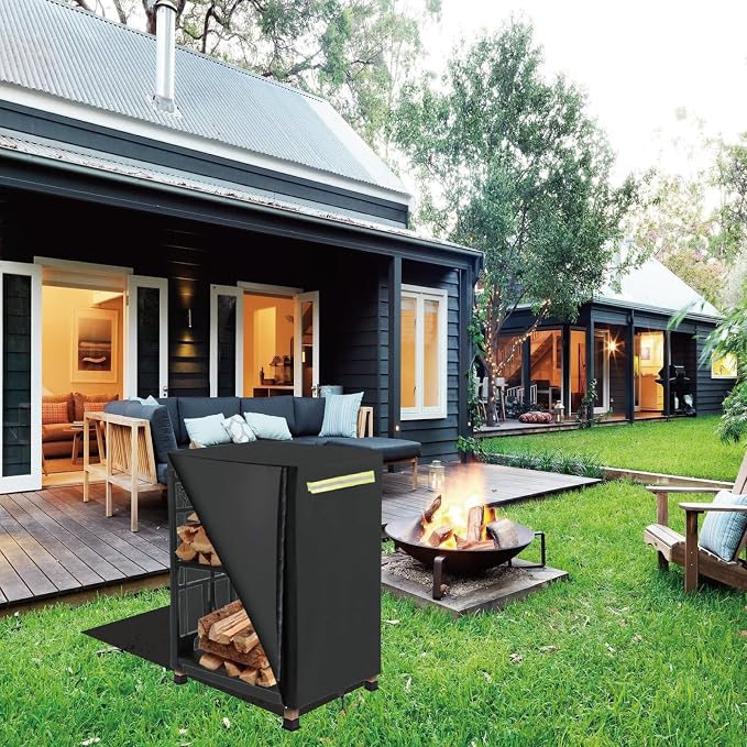 Firewood Log Rack Cover, Outdoor Wood Cover with Openable Front Flap,2ft Firewood Racks Cover（Cover Only）