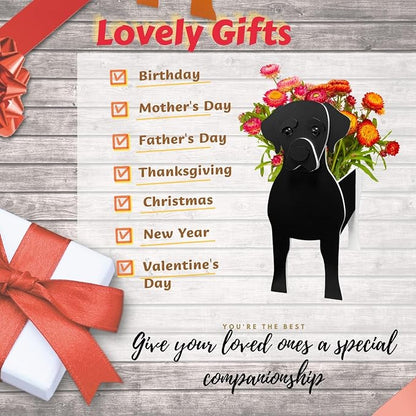 Black Labrador Dog Planter Pots, 9.45x 6.38 x 13.39 Inches | Dog Flower Pot, Cute Animal Shaped Plant Pot, Gifts for Women & Pet Lovers, Indoor Outdoor Garden Home Office Decor