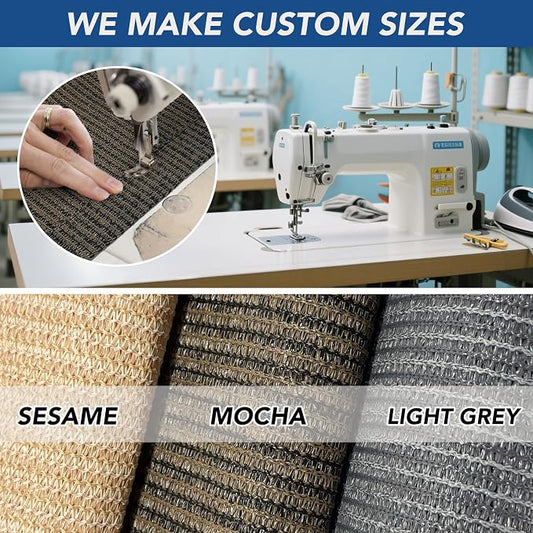 KANAGAWA Custom Size Mocha Outdoor Roller Shade Exterior Patio Cordless Roll Up Shade for Pergola, Deck Porch Gazebo, Backyard