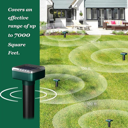 Snake Away for Outdoors, Solar Powered Snake Repellent for Yard - Sonic Snake Deterrent, Waterproof & Pet Safe for Garage, Lawn, Home Use (6)