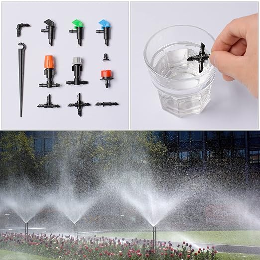 190 Pcs Barbed Connectors Irrigation Fittings Kit,Drip Irrigation Barbed Connectors 1/4''Tubing Fittings Kit for Flower Pot Garden Lawn(Straight Barbs,Single Barbs,Tees,Elbows,End Plug,4-Way Coupling)