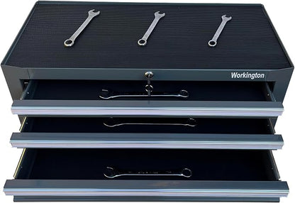 Workington Industrial 3 Drawers Portable Metal Intermediate Box, 26" Middle Tool Chest Cabinet with Ball Bearing Drawer Slides, Steel Tool Storage Box Organizer 4009 Gray