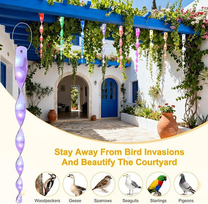 M METERXITY 16-Pack Bird Reflective Rods 11.5 Inch Spiral Bird Scare Rods Hanging Birds Deterrent Device for Yard/Patio/Garden/Farm/Decoration [Purple]