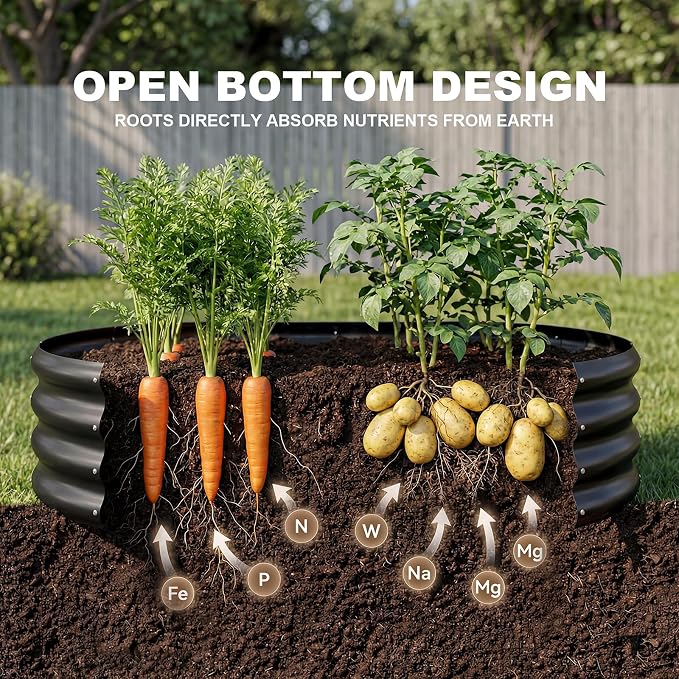 Land Guard 2 Pcs 6ft Metal Raised Garden Bed, 6 x 3 x 1 Galvanized Planter Raised Beds for Vegetables, Grey