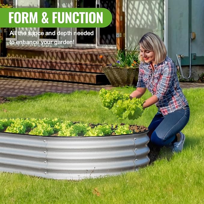 Backyard Expressions Home Galvanized Raised Garden Bed Kit 6x3x1ft, Planter Box Raised Garden Beds Outdoor, Easy Assembly Metal Raised Bed for Gardening Vegetables, Fruits, Flowers - Silver