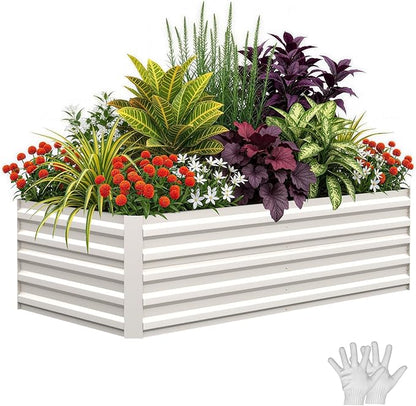 Garvee 6x3x2ft Galvanized Raised Garden Bed Outdoor,Rust-Resistant Raised Garden Beds for Gardening, Easy Assembly Outdoor Garden Box & Planters, Beige