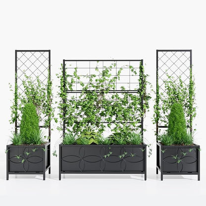 Zhongma Sturdy Raised Garden Bed with Trellis (15.75 x 35.43 x 48.8 in) for Vegetables Flower, Planter Box for Backyard Patio Balcony