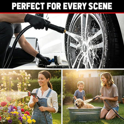 Garden Hose 50 ft x 5/8", NON-EXPANDABLE Heavy Duty Premium Flexible Water Hose, No Kink, Leakproof, Lightweight Hybrid Hose with Male to Female Fittings for Household、Backyard