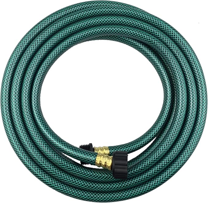 Darnassus PVC Garden Hose 1/2 Inch, 15 FT Flexible Water Hose Green with Male and Female Plastic Fittings - No Leaking and Lightweight for Household Outdoors Lawns Patio