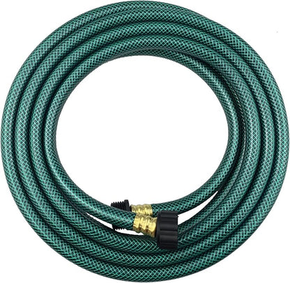 Darnassus PVC Garden Hose 1/2 Inch, 15 FT Flexible Water Hose Green with Male and Female Plastic Fittings - No Leaking and Lightweight for Household Outdoors Lawns Patio