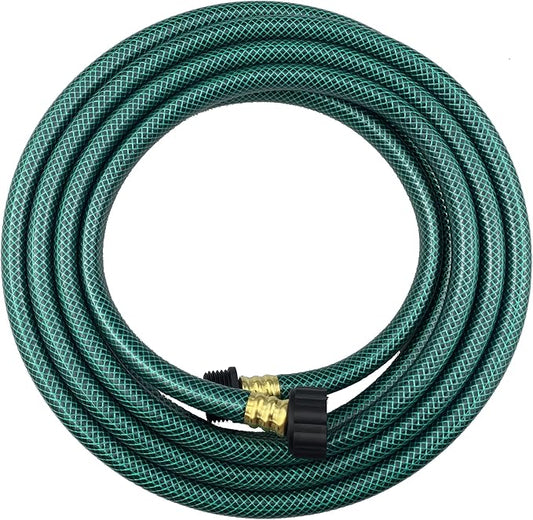 Darnassus PVC Garden Hose 1/2 Inch, 15 FT Flexible Water Hose Green with Male and Female Plastic Fittings - No Leaking and Lightweight for Household Outdoors Lawns Patio