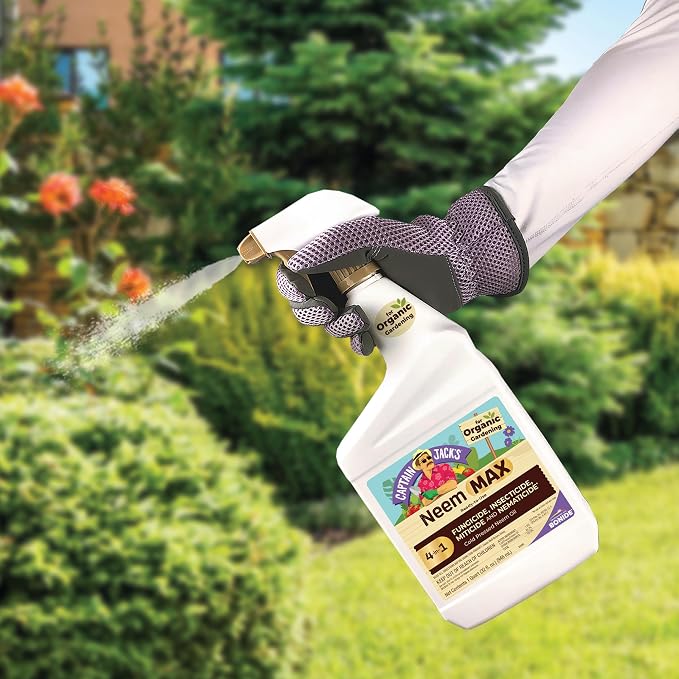 Bonide Captain Jack's Neem Max, 32 oz Ready-to-Use Spray | Cold Pressed Neem Oil, Multi-Purpose Insecticide, Fungicide, Miticide and Nematicide, For Organic Gardening