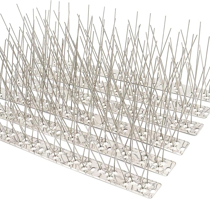 QIEGL Bird Spikes for Pigeons 304 Stainless Steel Cover 25 Feet (23 Pack Uninstalled)