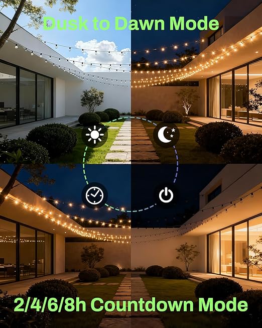BN-LINK Outdoor Light Timer, Waterproof Plug-in Dusk-to-Dawn Controller with 3 Grounded Outlets for Christmas & Halloween String Lights, 15A 1/2HP, ETL Listed