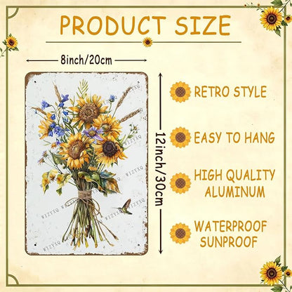 Metal Signs Farmhouse Wildflower Vintage Metal Tin Sign for Home Office Kitchen Bar Cafe Garden Wall Decor 12x8 Inch