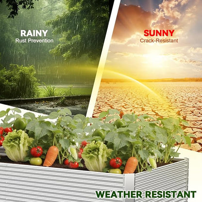 2 Pack Tall 6x3FT Raised Beds for Gardening, Corrugated Galvanized Steel Raised Garden Bed, Outdoor Metal Above Ground Garden Bed for Vegetables and Flowers(Rectangular)-6x3x1.5FT