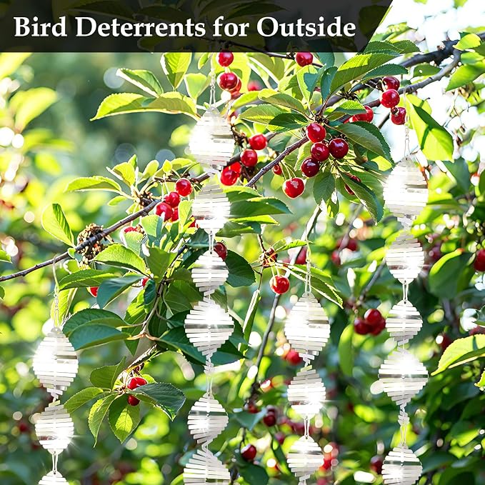 Bird Deterrents for Outside, 12PCS 3D Wind Spinners Outdoor Garden Decor, Bird Reflectors to Keep Birds, Woodpeckers, Pigeons Away from House, Outdoor Garden, Patio and Yard