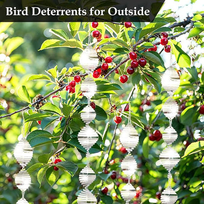 Bird Deterrents for Outside, 12PCS 3D Wind Spinners Outdoor Garden Decor, Bird Reflectors to Keep Birds, Woodpeckers, Pigeons Away from House, Outdoor Garden, Patio and Yard