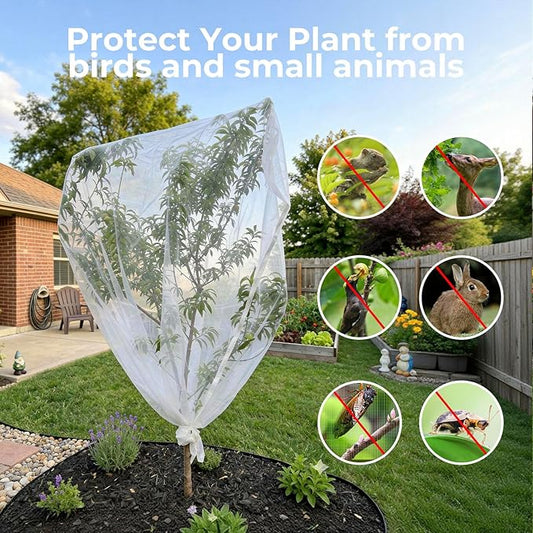 Fruit Tree Netting Cover with Zipper & Drawstring, 2 Packs 10ft x 10ft Insect Bird Barrier Netting for Garden Protection, Ultra Fine Mesh Garden Netting Pest Barrier, Extra Large