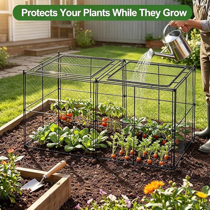 Crop Cage, 45"×23"×24" Garden Cage to Keep Animals Out, Chicken Wire Cloche, Heavy-Duty Plant Protector for Raised Garden Bed, Protect Vegetables from Rabbits Squirrels