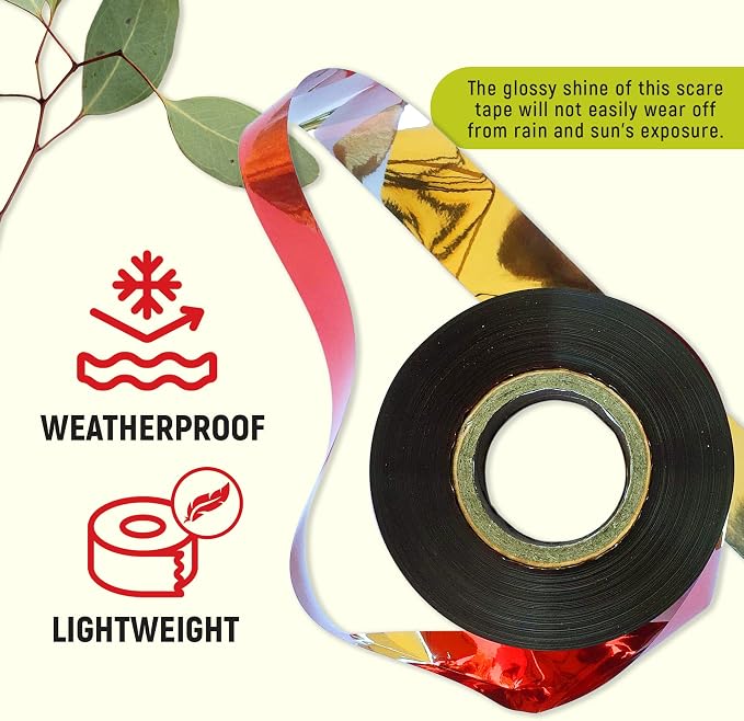 500 Ft Bird Scare Tape Red Silver Reflective Bird Repellent Flash Tape Reflective Tape to Scare Birds from Orchard, Garden, Crops, Chicken Coops, Vineyards, Trees, House, Boats & Siding