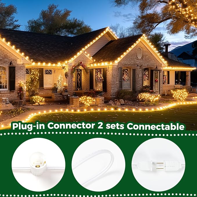 Minetom C9 Clear Christmas String Lights, 100FT Waterproof Christmas Lights | Outdoor String Lights with 100 E17 Bulbs for Patio Yard Roofline Garden Holiday Home Decor, White Wire, Not Connectable