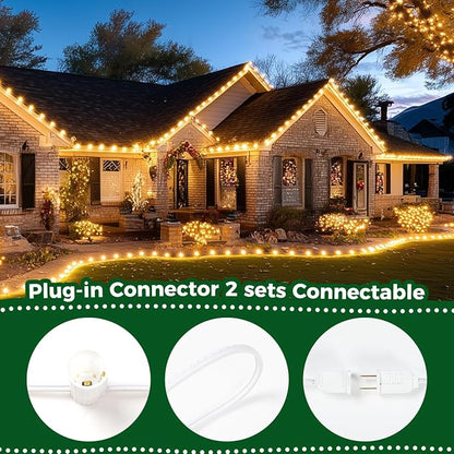 Minetom C9 Clear Christmas String Lights, 100FT Waterproof Christmas Lights | Outdoor String Lights with 100 E17 Bulbs for Patio Yard Roofline Garden Holiday Home Decor, White Wire, Not Connectable