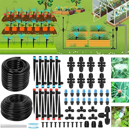 250FT Drip Irrigation Kit – 2026 New Quick-Connect Micro Irrigation System with 1/4'' 1/2'' Tubing (177FT (46FT 1/2 Inch+131FT 1/4 Inch)