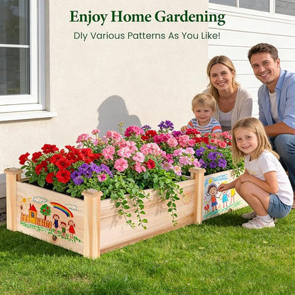 MIXC 8×2ft Wooden Horticulture Raised Garden Bed Outdoor Divisible Elevated Planting Planter Box for Vegetables, Herbs, Strawberry, Flowers in Backyard and Patio, Natural Wood