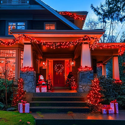 JMEXSUSS 600 LED Red Christmas Lights Outdoor, Red String Twinkle Fairy Lights Indoor Plug in, Valentines Day Lights Clear Wire for Tree Party Christmas Graduation Party Decorations | 168Ft Red Halloween Lights Clear Wire with Remote for Bedroom Room P...