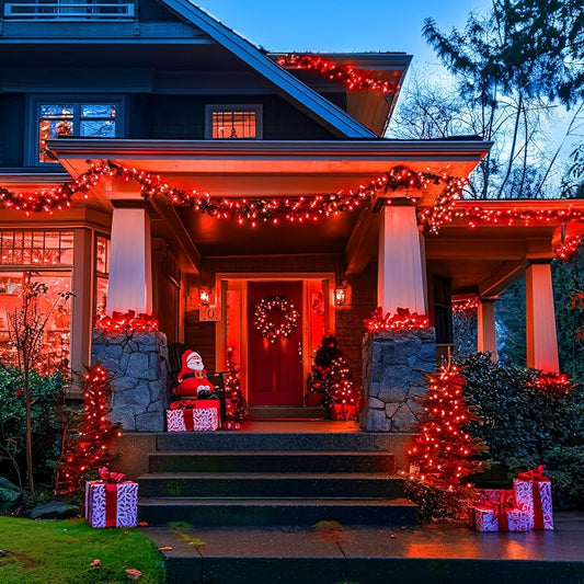 JMEXSUSS 600 LED Red Christmas Lights Outdoor, Red String Twinkle Fairy Lights Indoor Plug in, Valentines Day Lights Clear Wire for Tree Party Christmas Graduation Party Decorations | 168Ft Red Halloween Lights Clear Wire with Remote for Bedroom Room P...