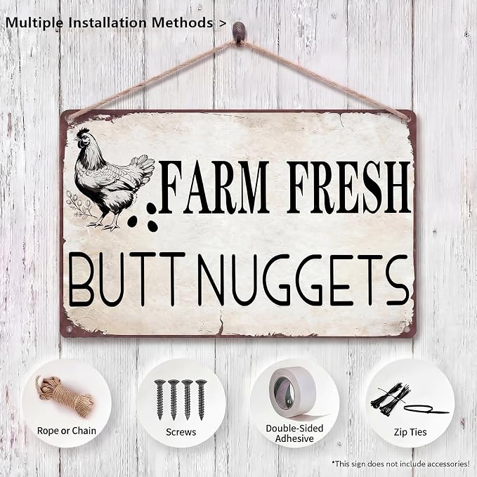 Vintage Metal Signs Chicken Coop Signs for Farm Yard Decor, Tin Sign for Home Farm Chicken Coop Farmhouse Kitchen Garden Decor 8 X 12 Inch
