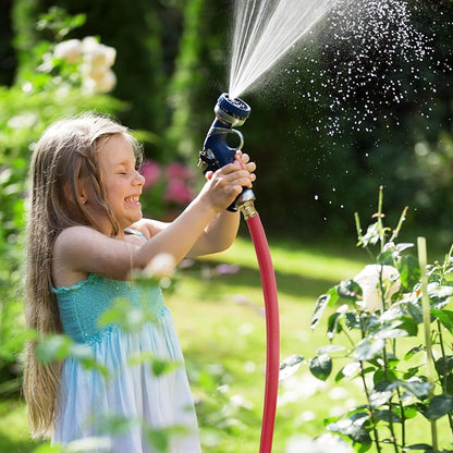 Solution4Patio Short Lead-in Red Garden Hose 5/8 in. x 10 ft. -Kink Free, No Leaking, Male/Female Fittings -Heavy Duty Durable Flexible Lightweight Water Pipe -Brass Aluminum Ends for Household & Yard