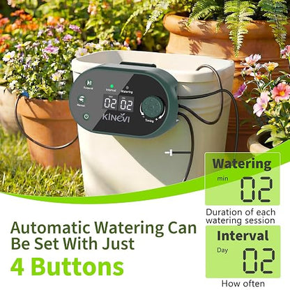 Automatic Plant Waterer Indoor 8W,Self Watering System for 30 Potted Plants, IP54 Waterproof Drip Irrigation System Device Kit,Programmable Water Timer with Smart Humidity Detection