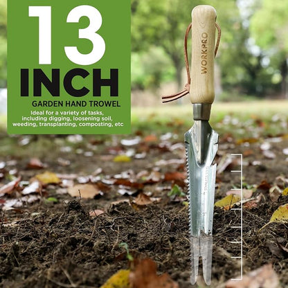 WORKPRO Hand Weeder Puller, 5-in-1 Stainless Steel Garden Trowel with Wooden Handle,Gardening Weeding Tool for Easy Weeder Removal, Planting, Weeding, Flower & Vegetable Care in Garden Lawn Yard