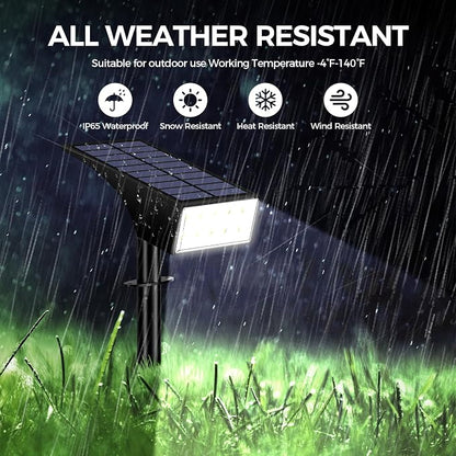 WENATY Solar Lights Outdoor Waterproof, Solar Spot Lights- 2 Pack/4 Mode LED Spotlights 2-in-1 Auto On/Off Powered Landscape Lighting for Outside Yard Wall Garden Path Driveway, Cool White